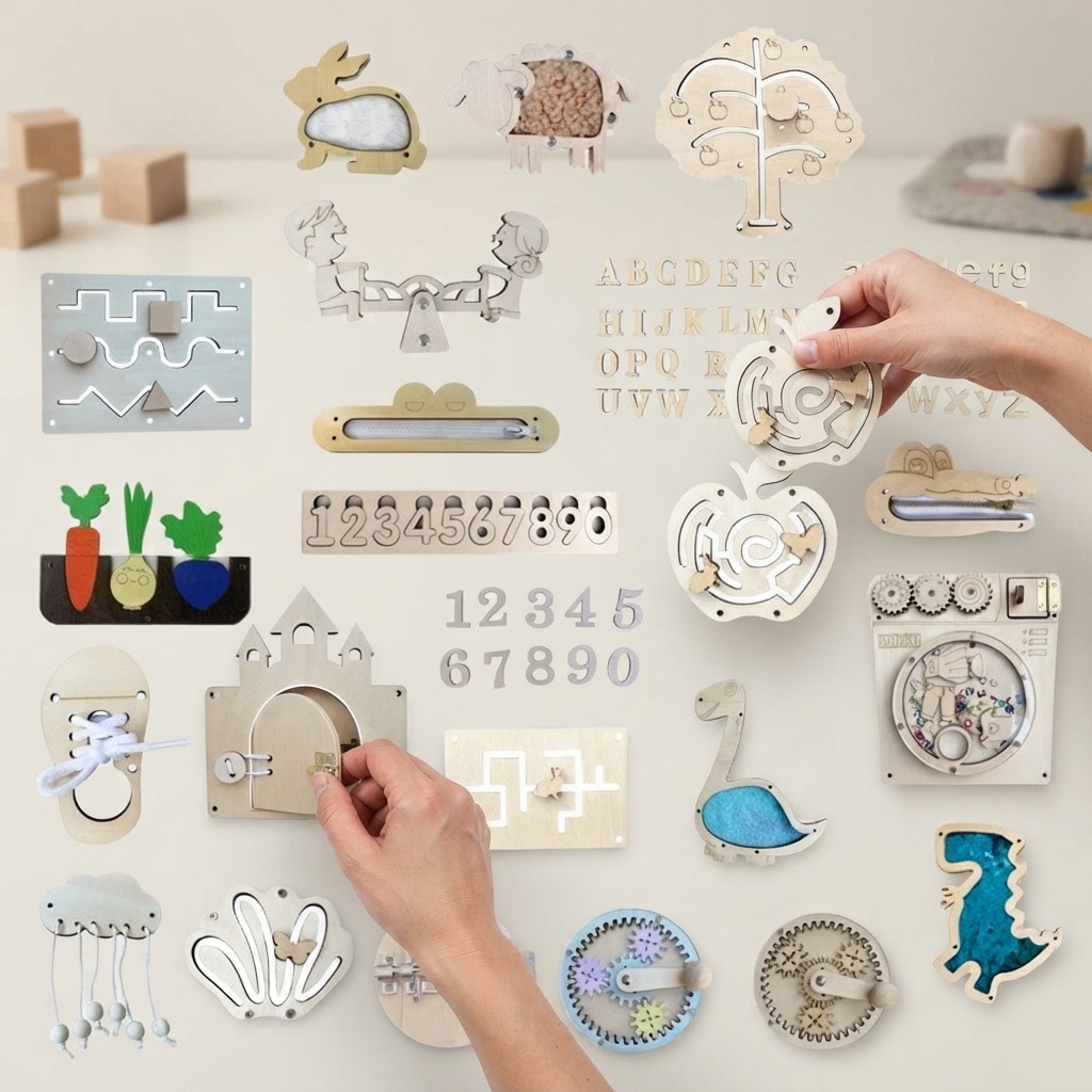 Popularna tablica manipulacyjn – Montessori Wooden Busy Board Toddler recenzja i cena